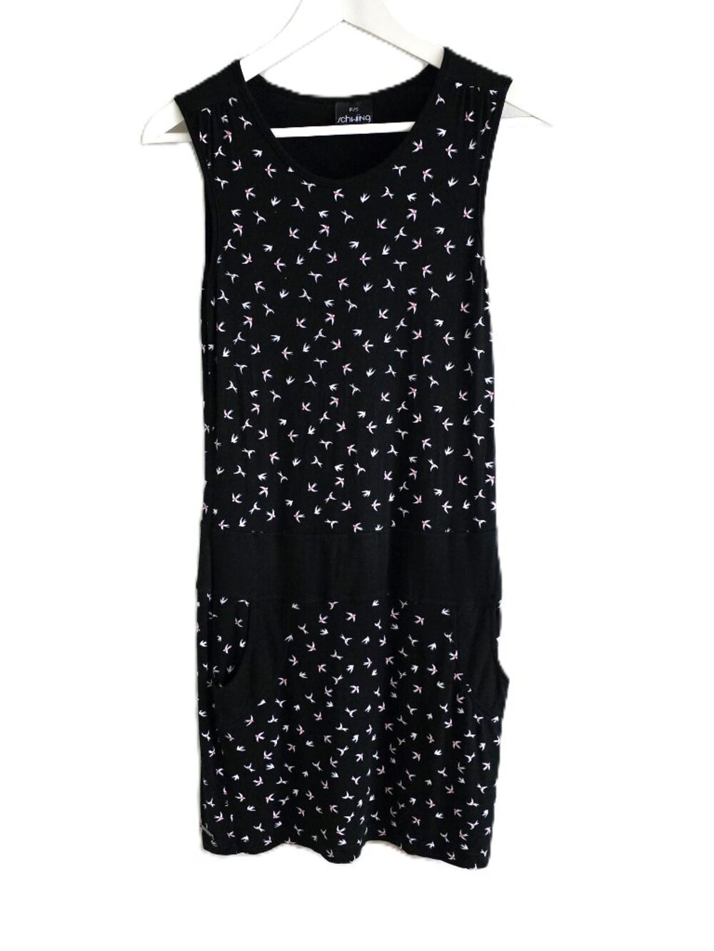 Schwiing black bird print sleeveless dress